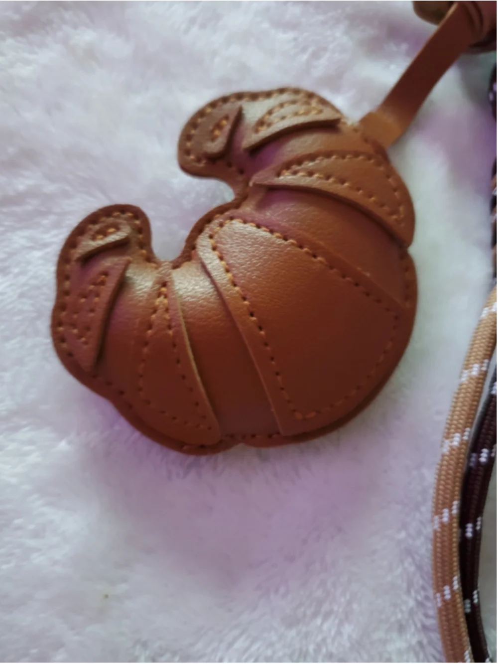 Beautiful Brown and Beige Croissant Bag charm/ Keychain with extra charms